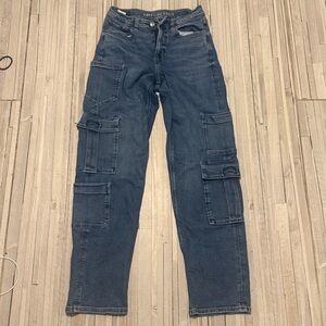 American Eagle Outfitters Relaxed Blue Cargo Jeans